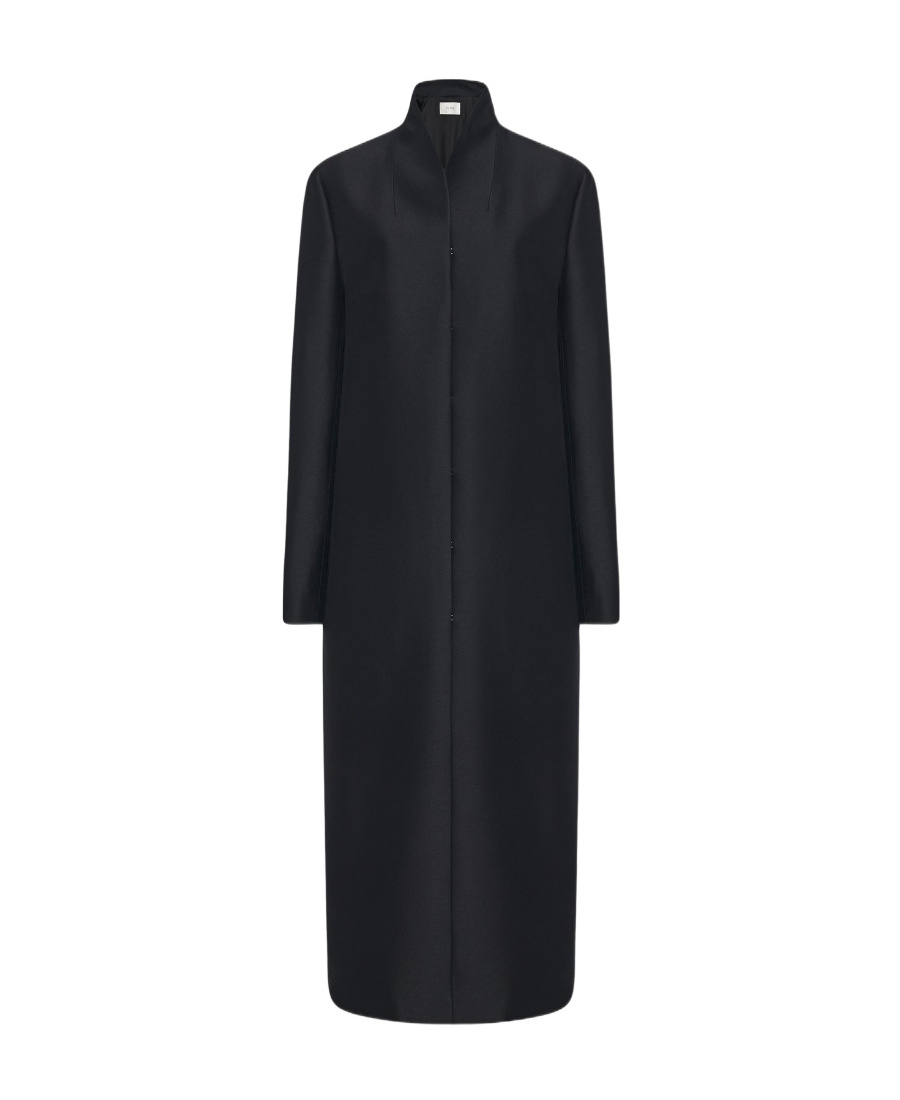 The Row Long-sleeved Trench Coat With Vertical Collar In Black