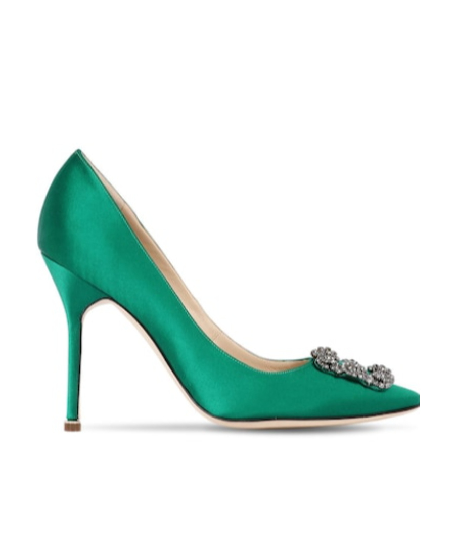 Manolo Blahnik Hangisi 70 Satin Pumps With Clc Crystal Buckle