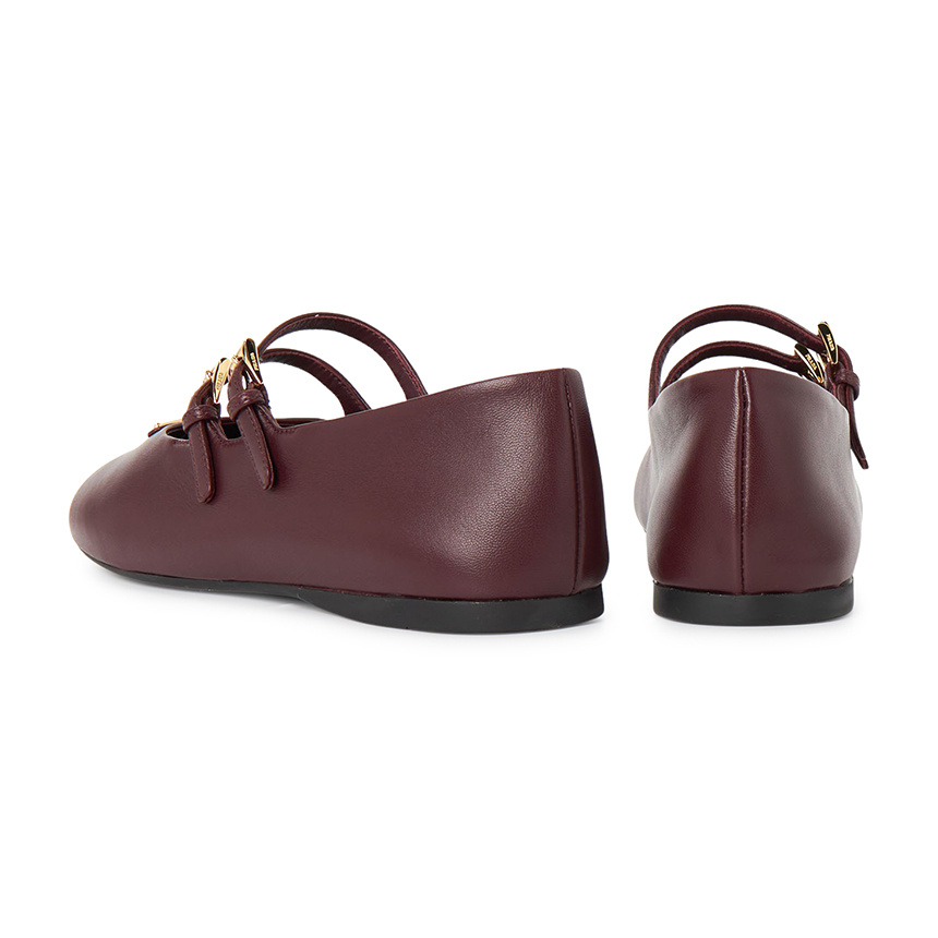 Prada Triangle Logo Leather Ballet Flats In Brown