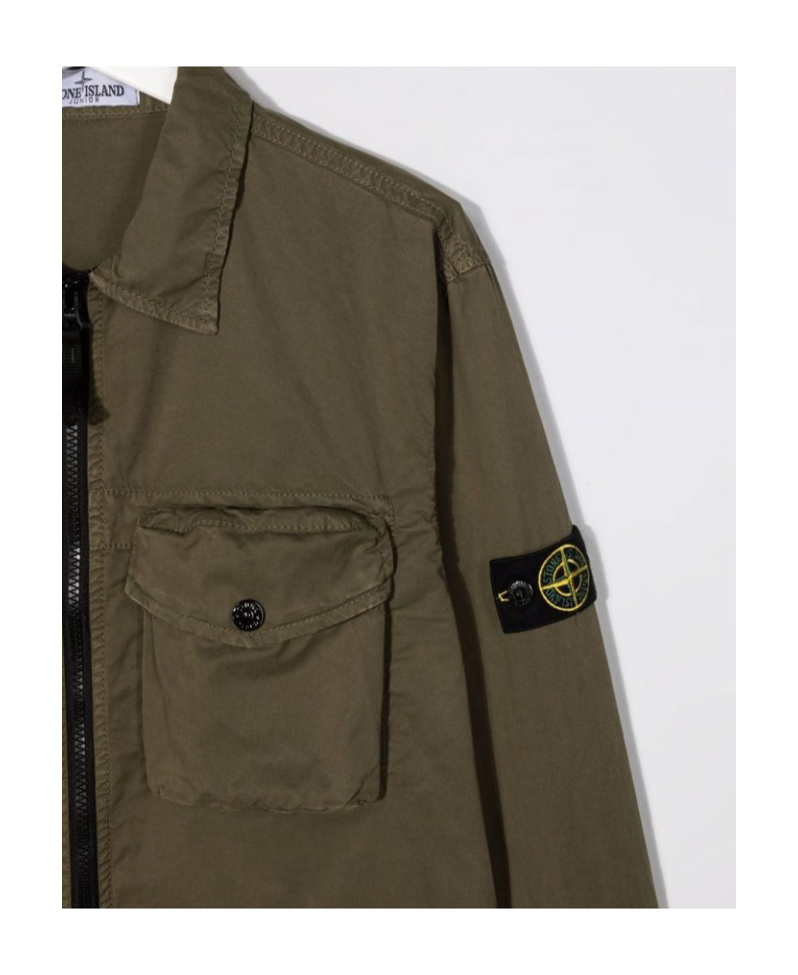 Stone Island Logo-patch Sleeve Jacket In Brown
