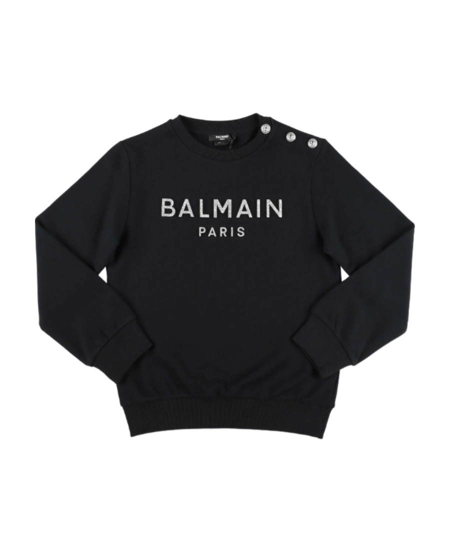 Balmain Cotton Logo-print Sweatshirt In Black