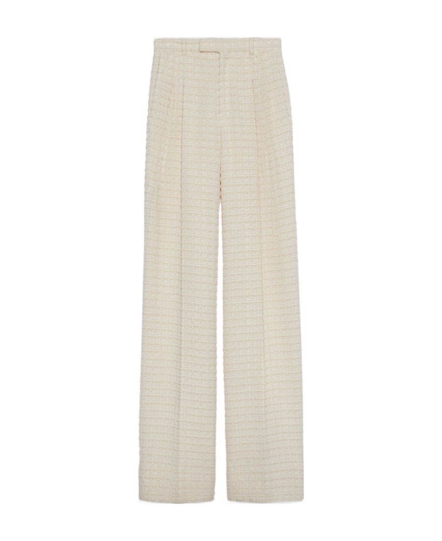 Gucci High-waisted Tweed Trousers In White