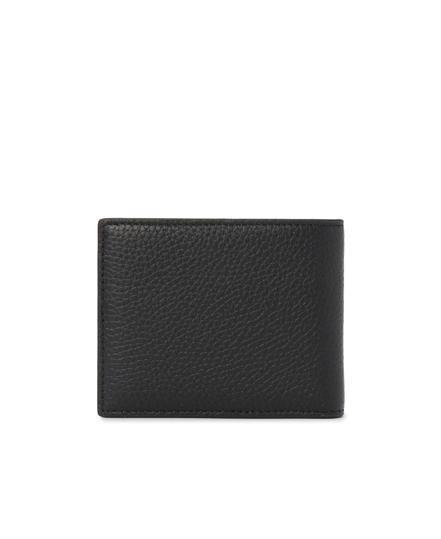 Bally Leather Wallet With Bi-fold Design And Textured Finish In Black