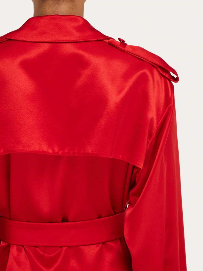Ferragamo Long-sleeved Short Windbreaker In Red