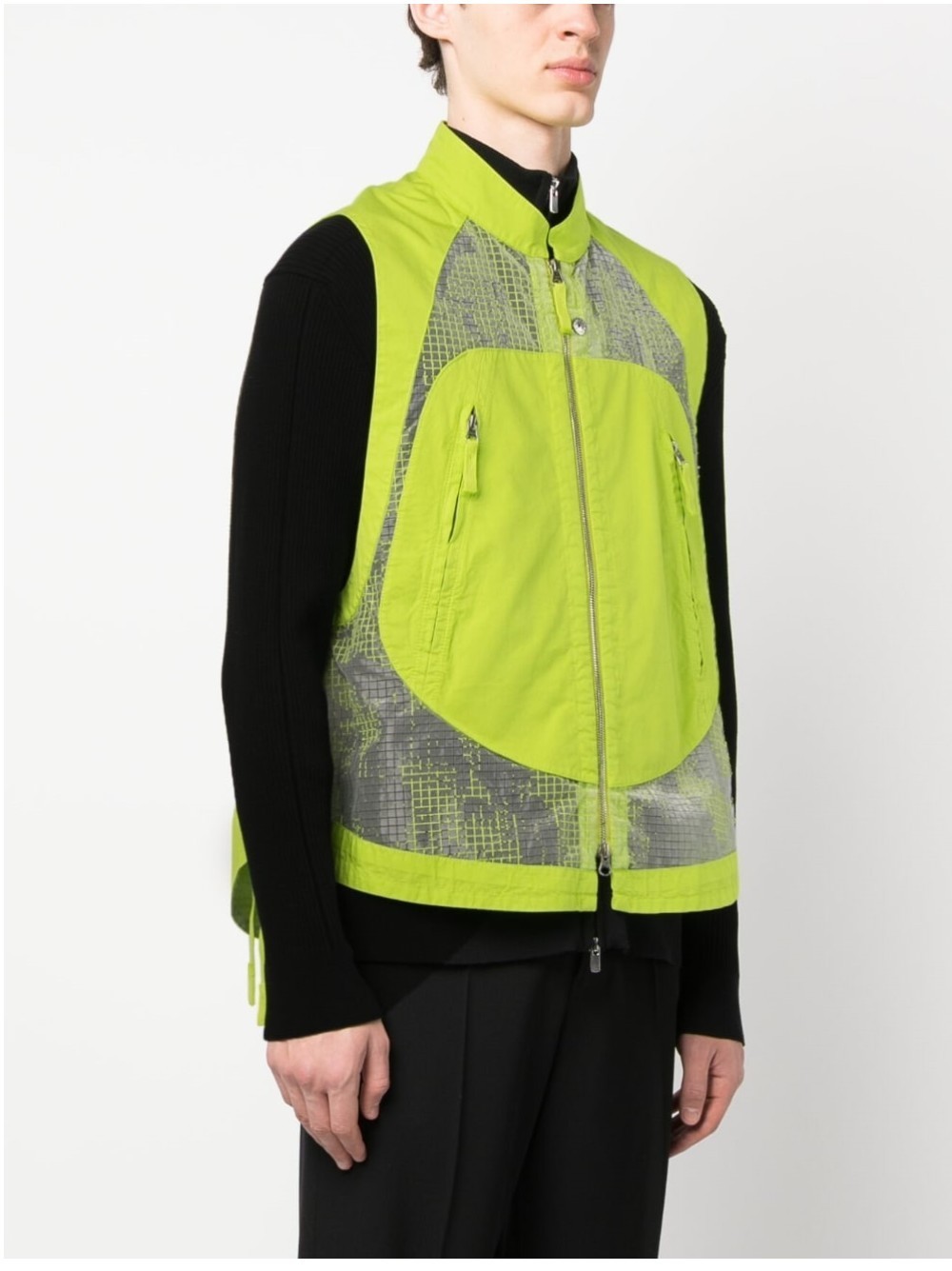 Stone Island Mesh-panel Vest In Yellow