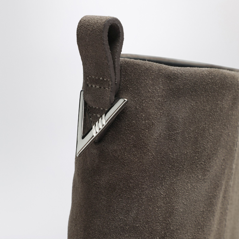 Attico Robin Taupe Suede Combat Boots In Black