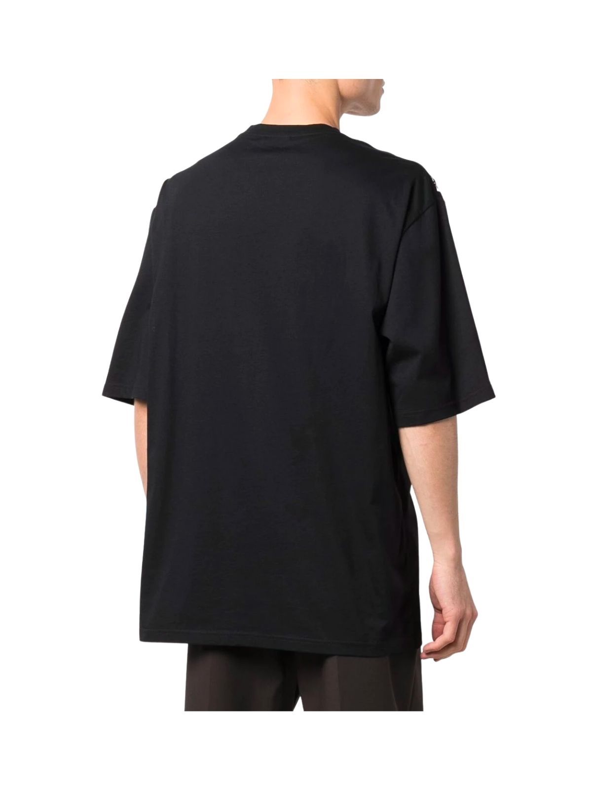 Shop Balmain Oversized Black Cotton T-shirt With Multicolor  Logo Print