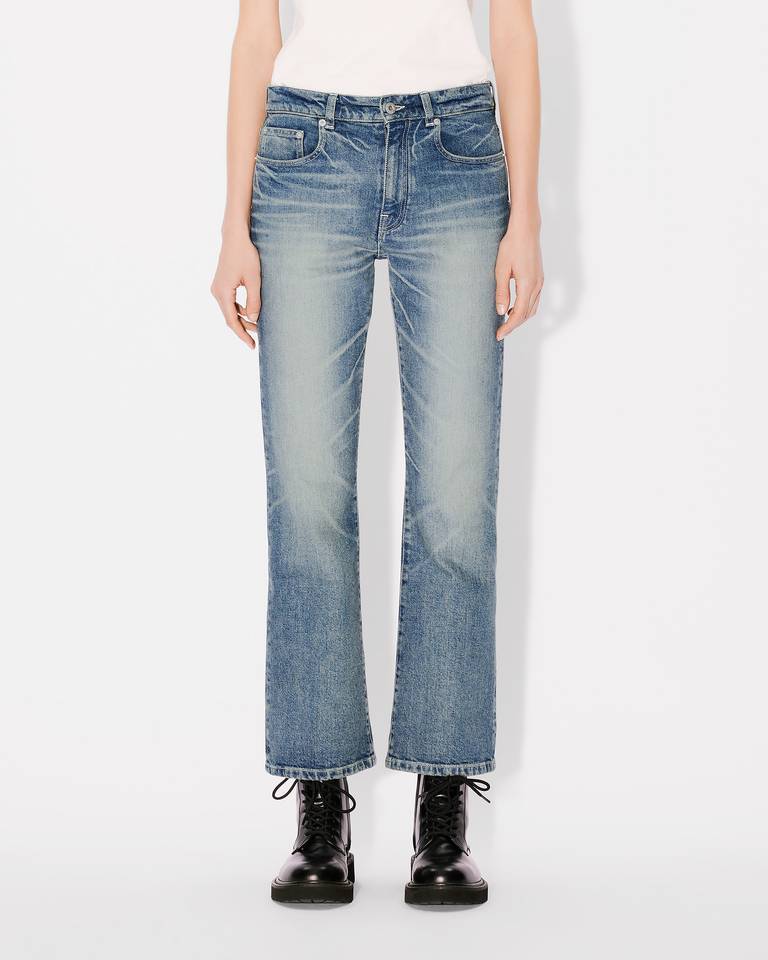 Kenzo Stretch Denim Ayame Wide Jeans In Blue