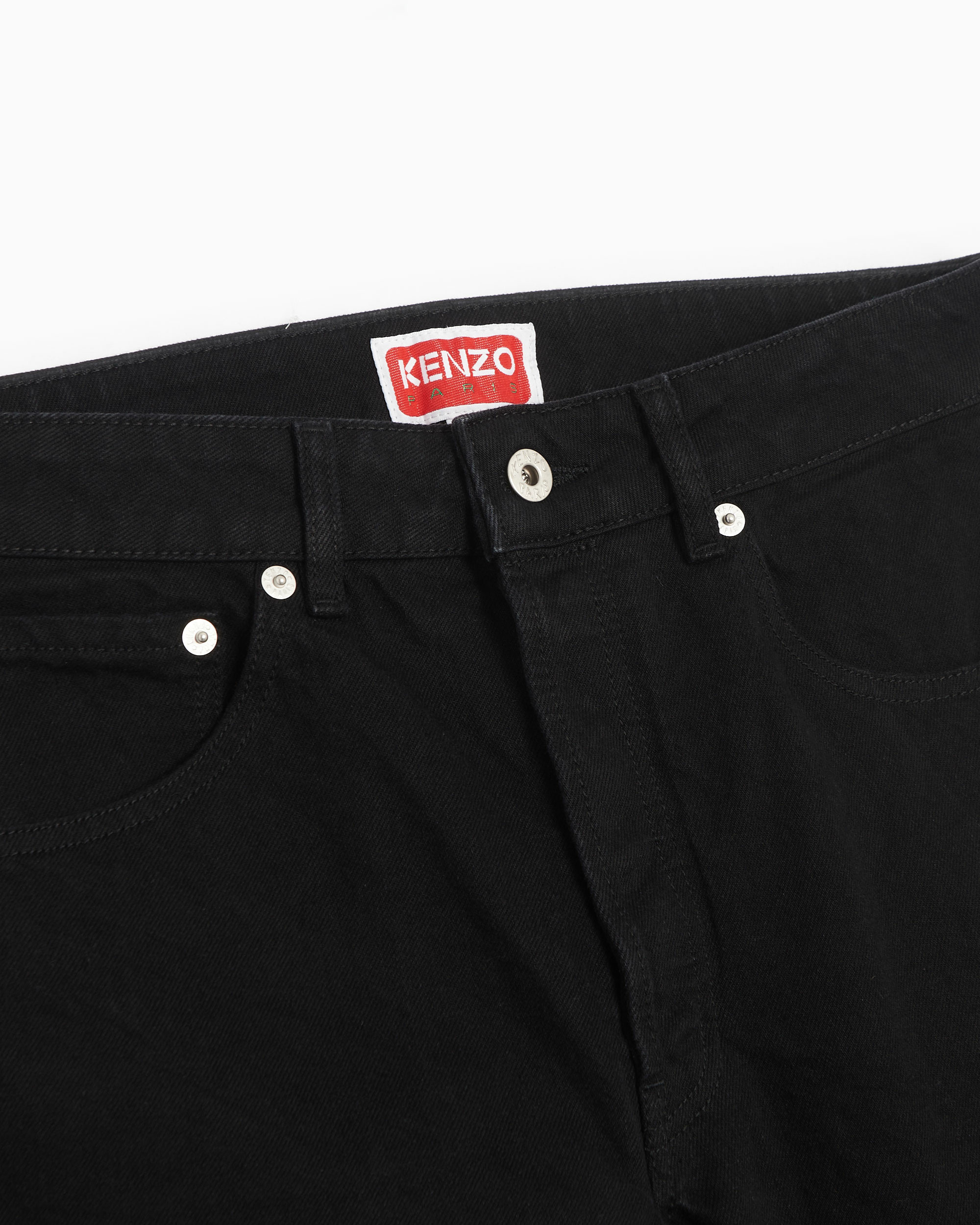 Kenzo Drawn Varsity Straight-leg Jeans In Black