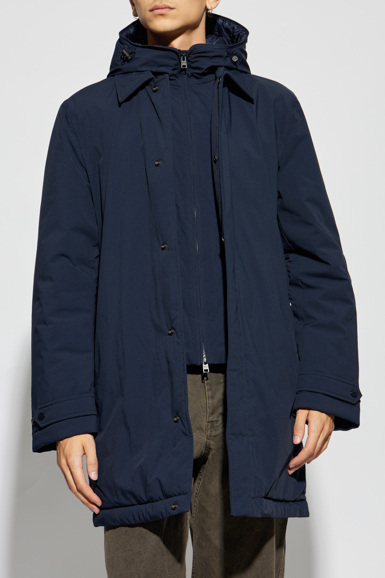 Woolrich Long-sleeved Down Jacket In Black