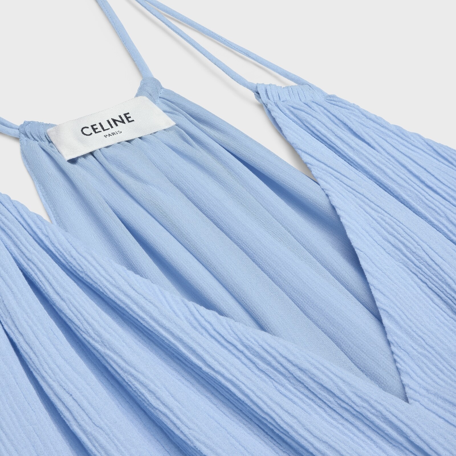 Celine Embroidered Long Dress In Cotton Silk Crepon