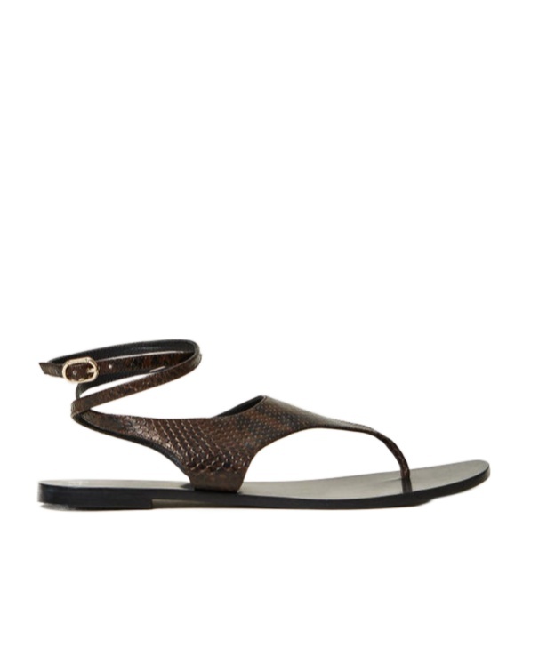 Shop Twinset Snakeskin-effect Flat Sandals