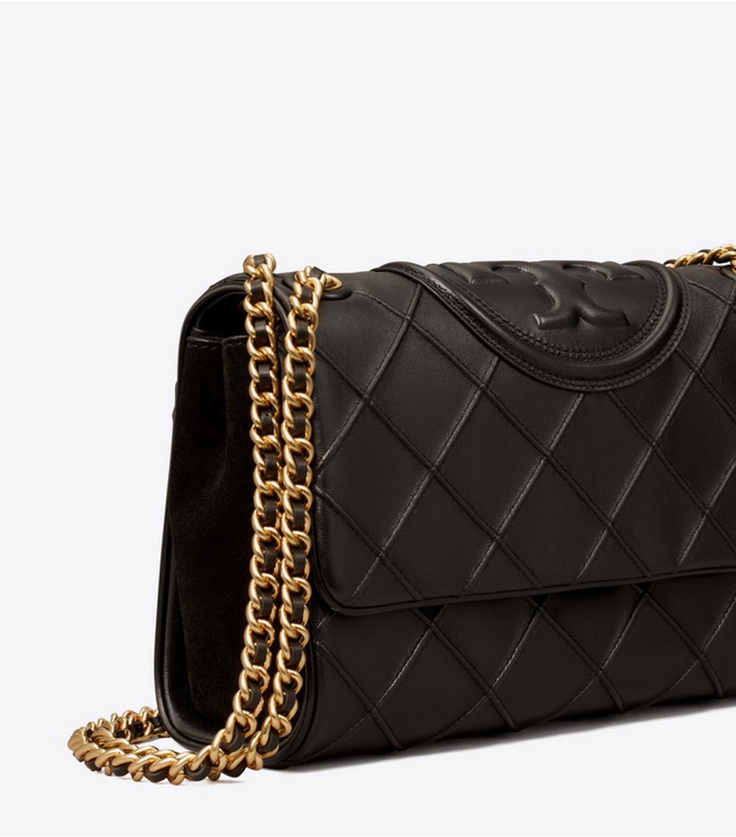 Tory Burch Soft Leather Shoulder Bag With Chain-link Strap In Black