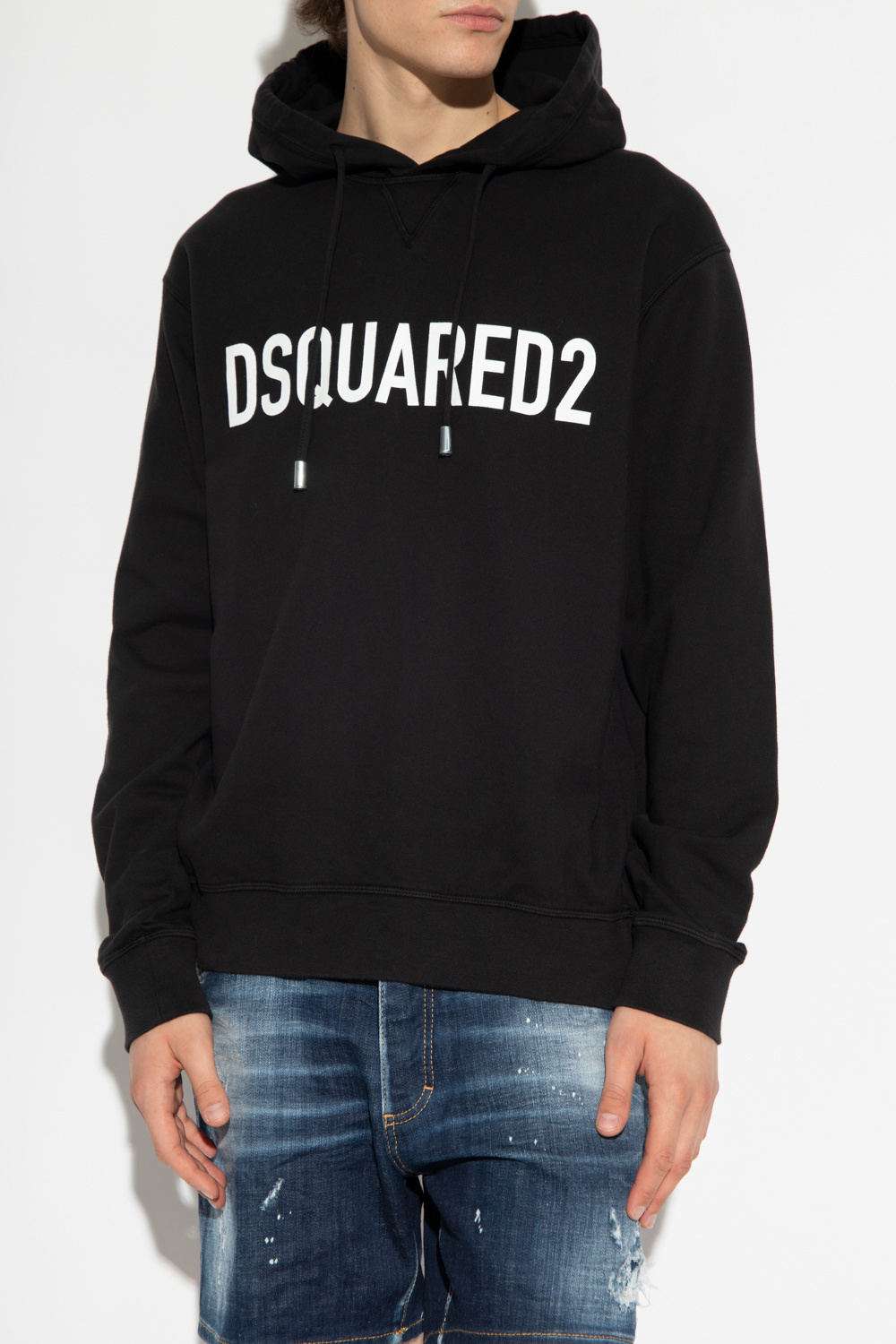 Shop Dsquared2 Logo-print Cotton Hoodie In Black