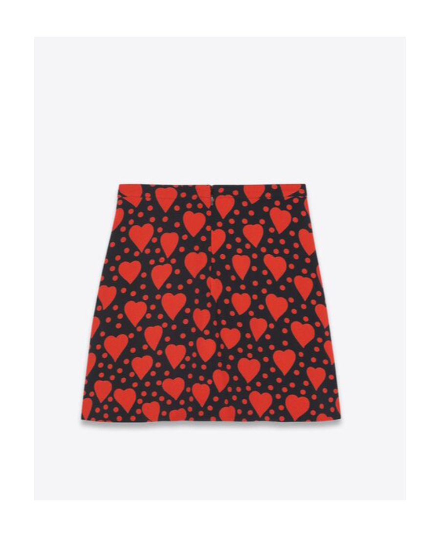 Saint Laurent Heart-print Mini Skirt In Red