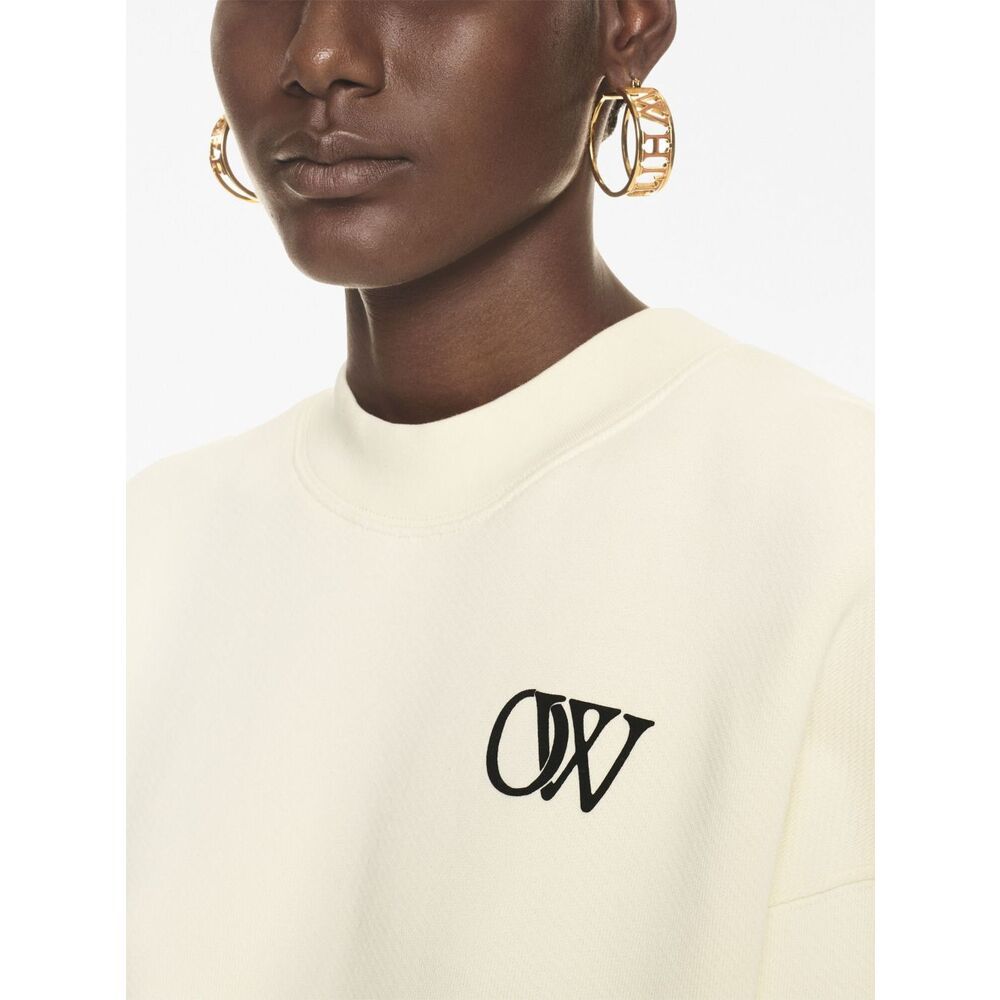 Off-white Ow-print Cotton Sweatshirt In White