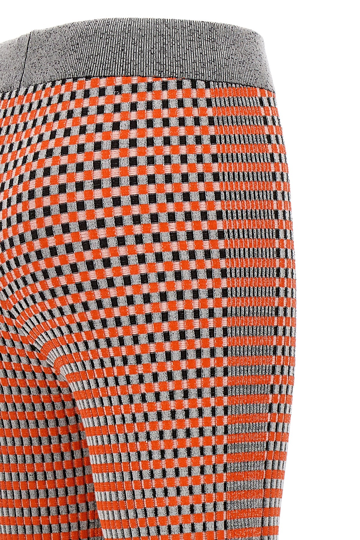 Shop Rabanne Check-pattern Ribbed-knit Trousers In Brown