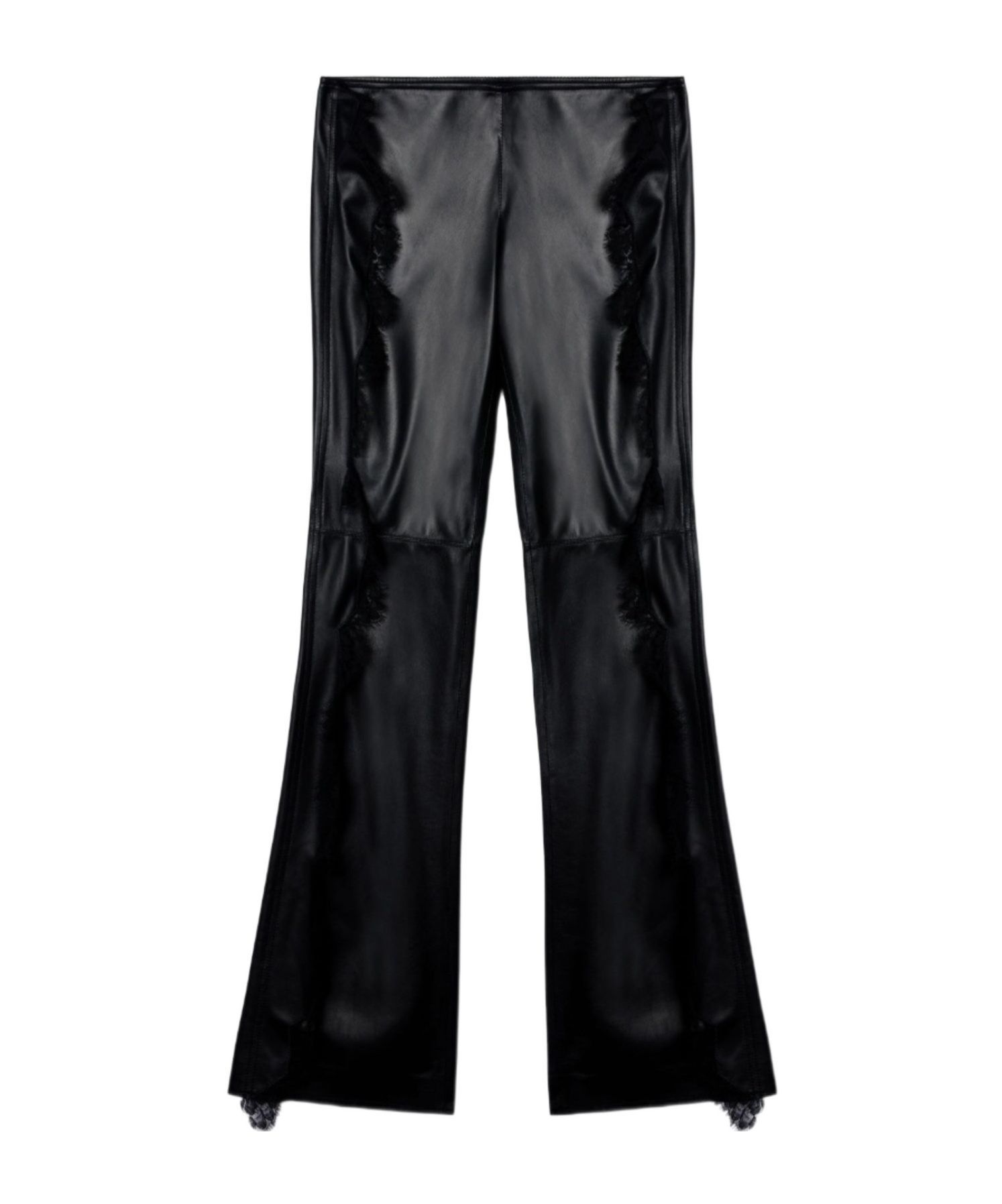 Off-white Lace-trim Leather Trousers In Black