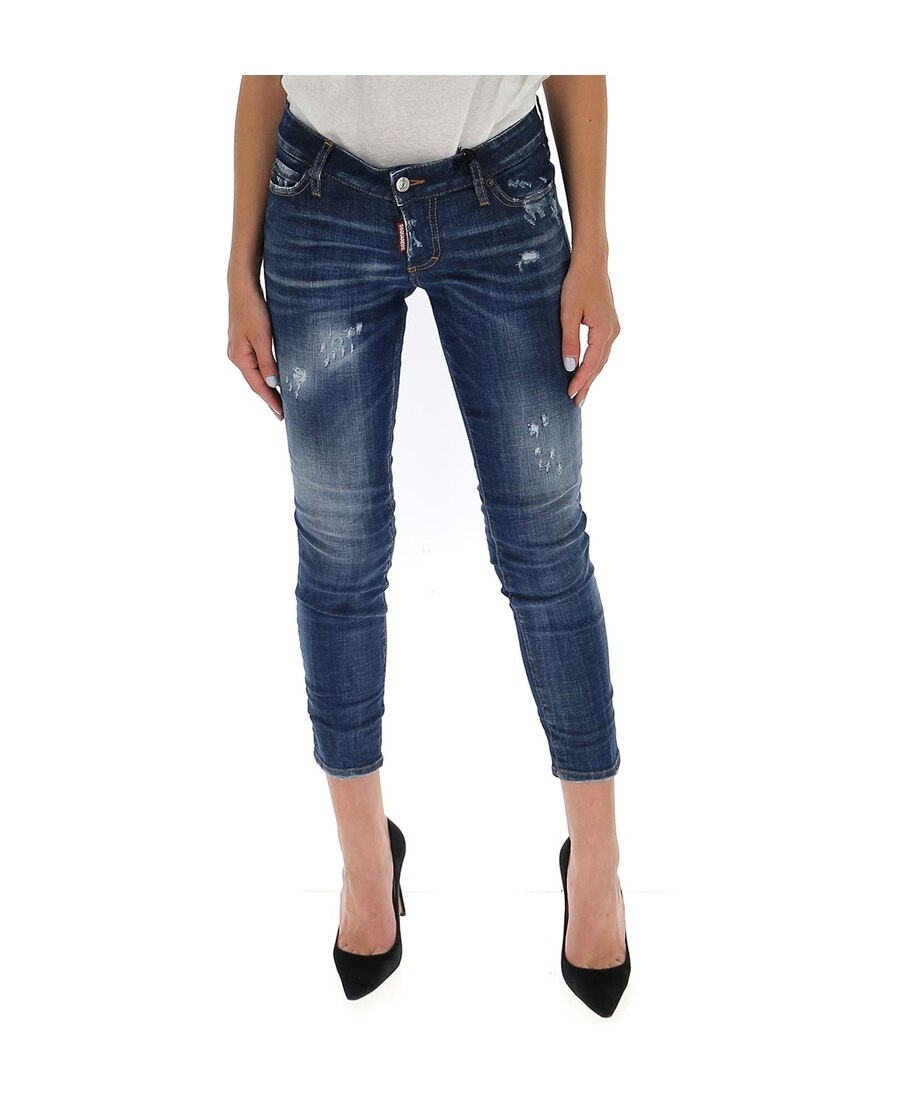 Dsquared2 Distressed Low-rise Jeans In Blue