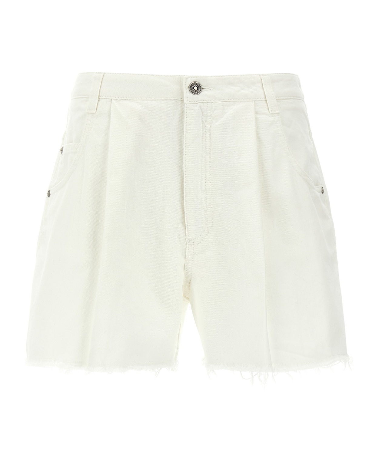 Ermanno Scervino Bermuda Shorts Frayed Hem Detail In White