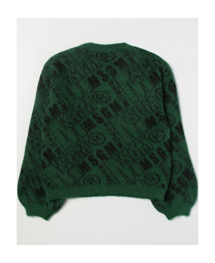 Shop Msgm Round Neck Knitted Sweater In Black