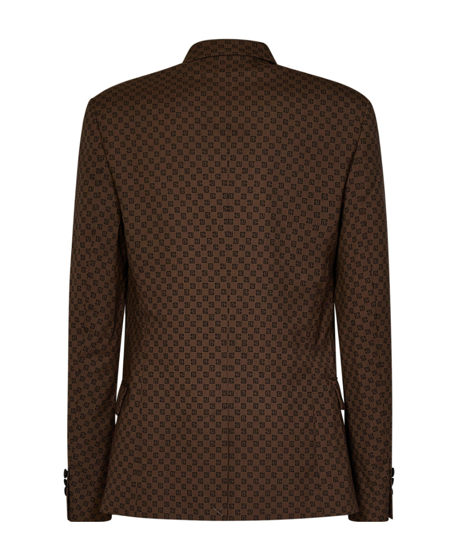 Balmain Monogram-jacquard Double-breasted Blazer In Black