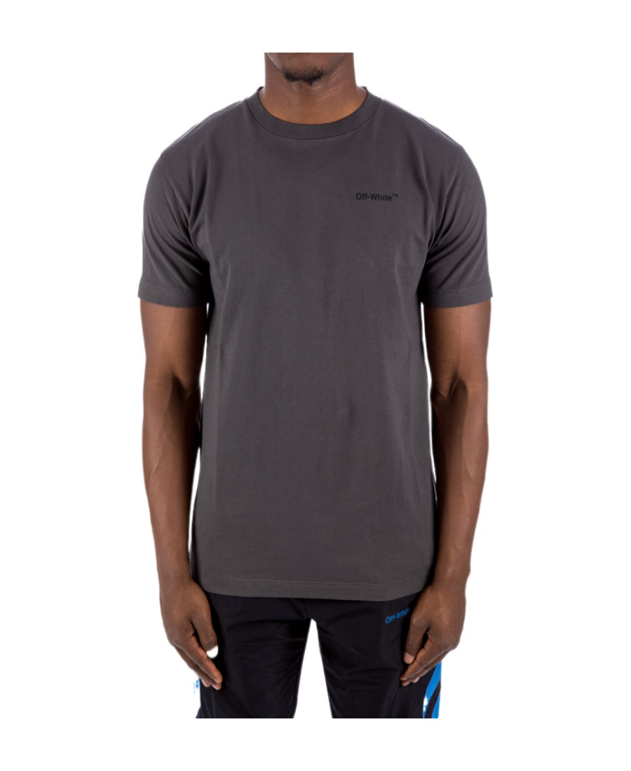 Off-white Diag-stripe Cotton T-shirt In Black