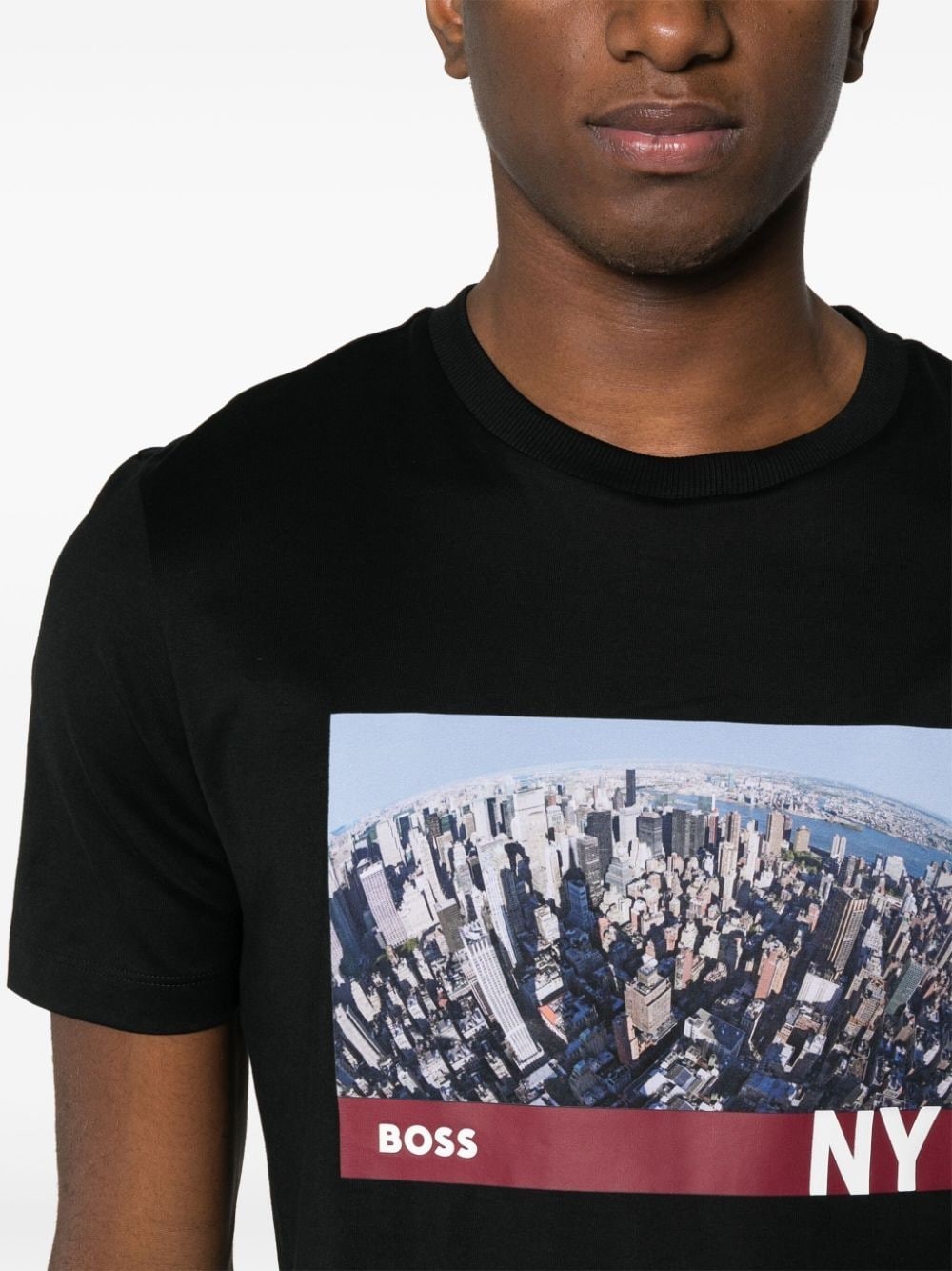 Hugo Boss Graphic-print Cotton T-shirt In Black