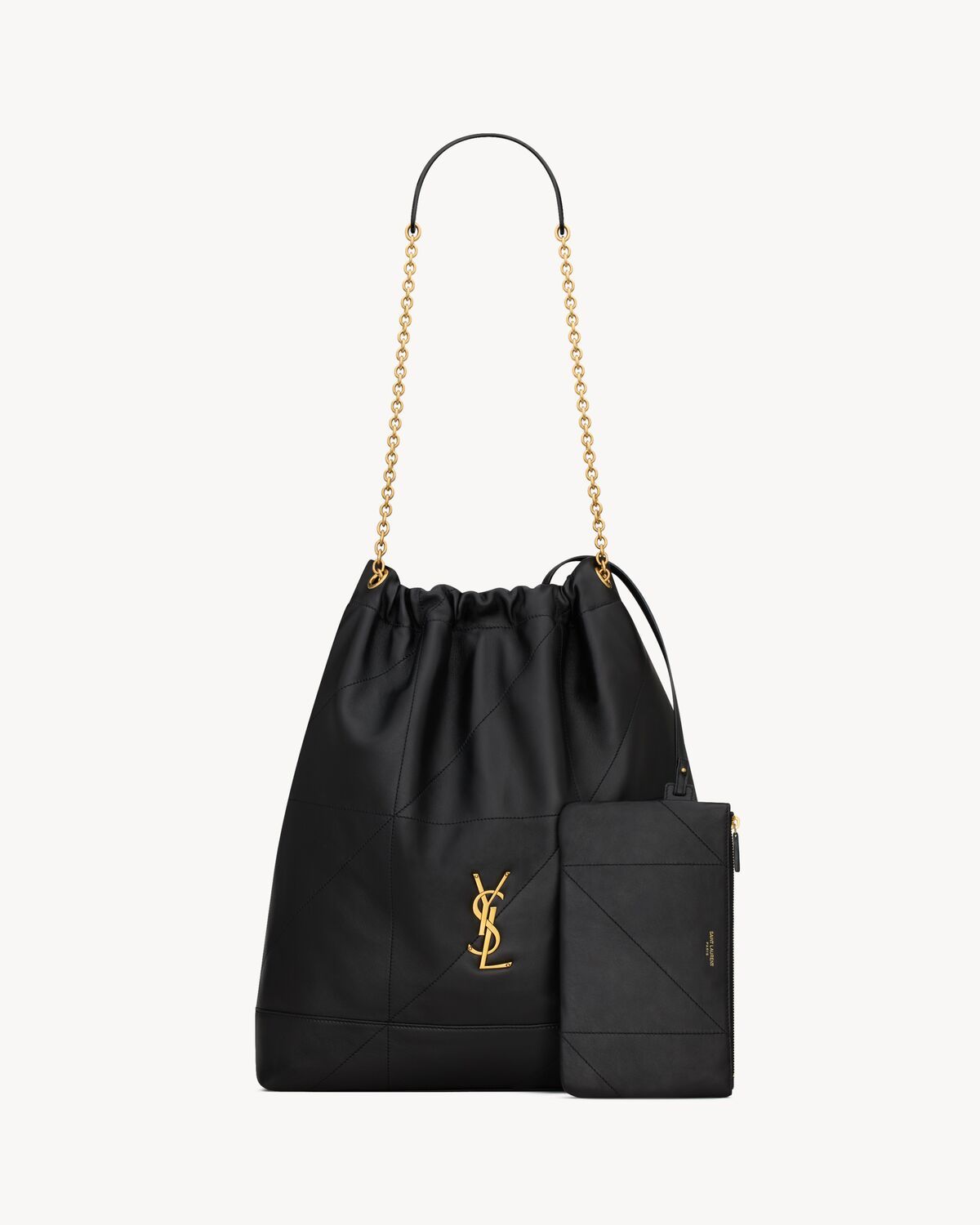 Saint Laurent Women Jamie 4.3 Leather Drawstring Bucket Bag In Black
