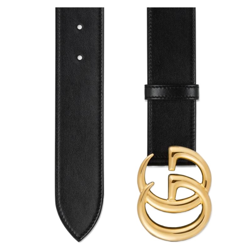 GUCCI GG MARMONT LEATHER BELT WITH SHINY BUCKLE 