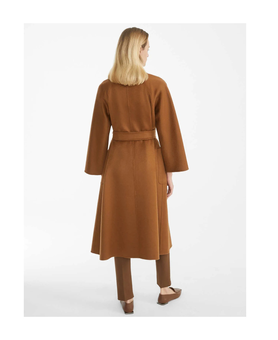 Max Mara Belted Waist Camel Coat With Detachable Belt In Brown