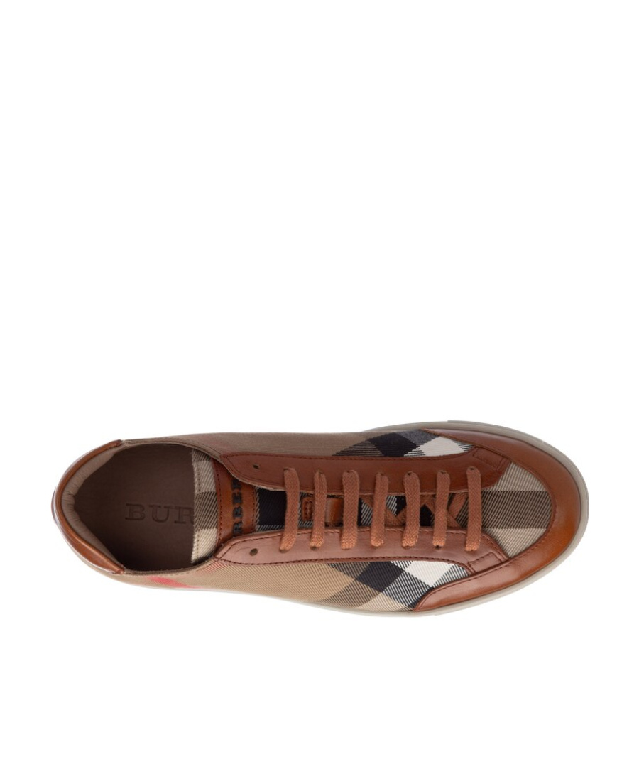 Burberry Low-top Casual Shoes With Plaid Straps In Brown