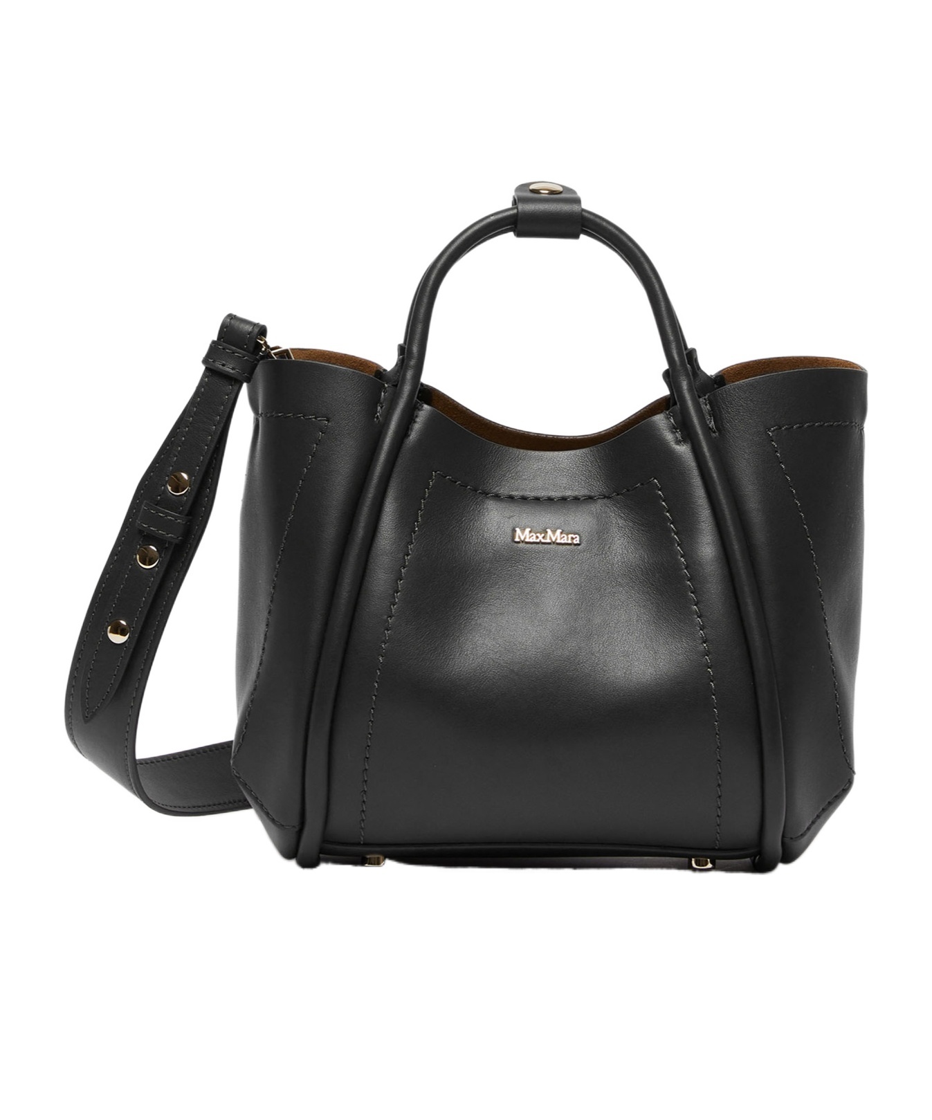 Max Mara Extra Small Leather Marine Bag In Black