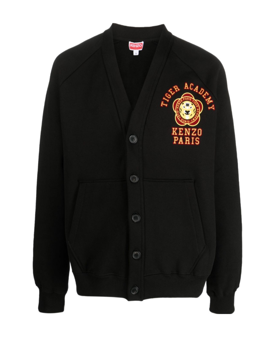 Kenzo Tiger Academy Brushed Cotton Cardigan In Black