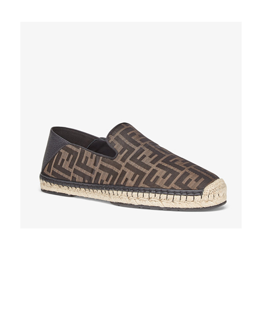 Fendi Ff Logo Print Espadrilles In Black