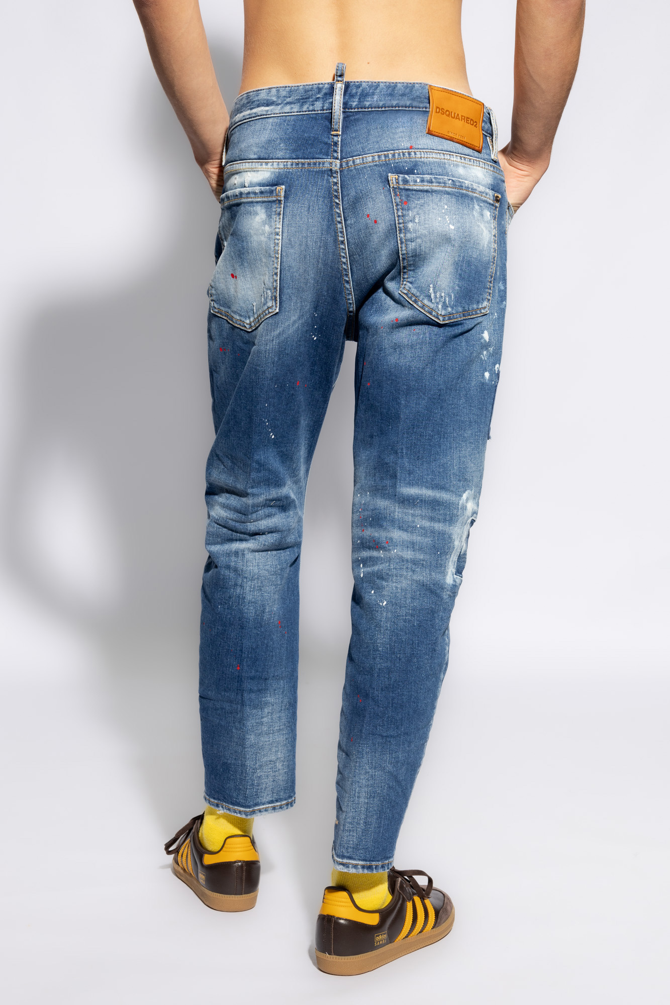 Dsquared2 Patchwork-detailing Distressed Jeans In Blue