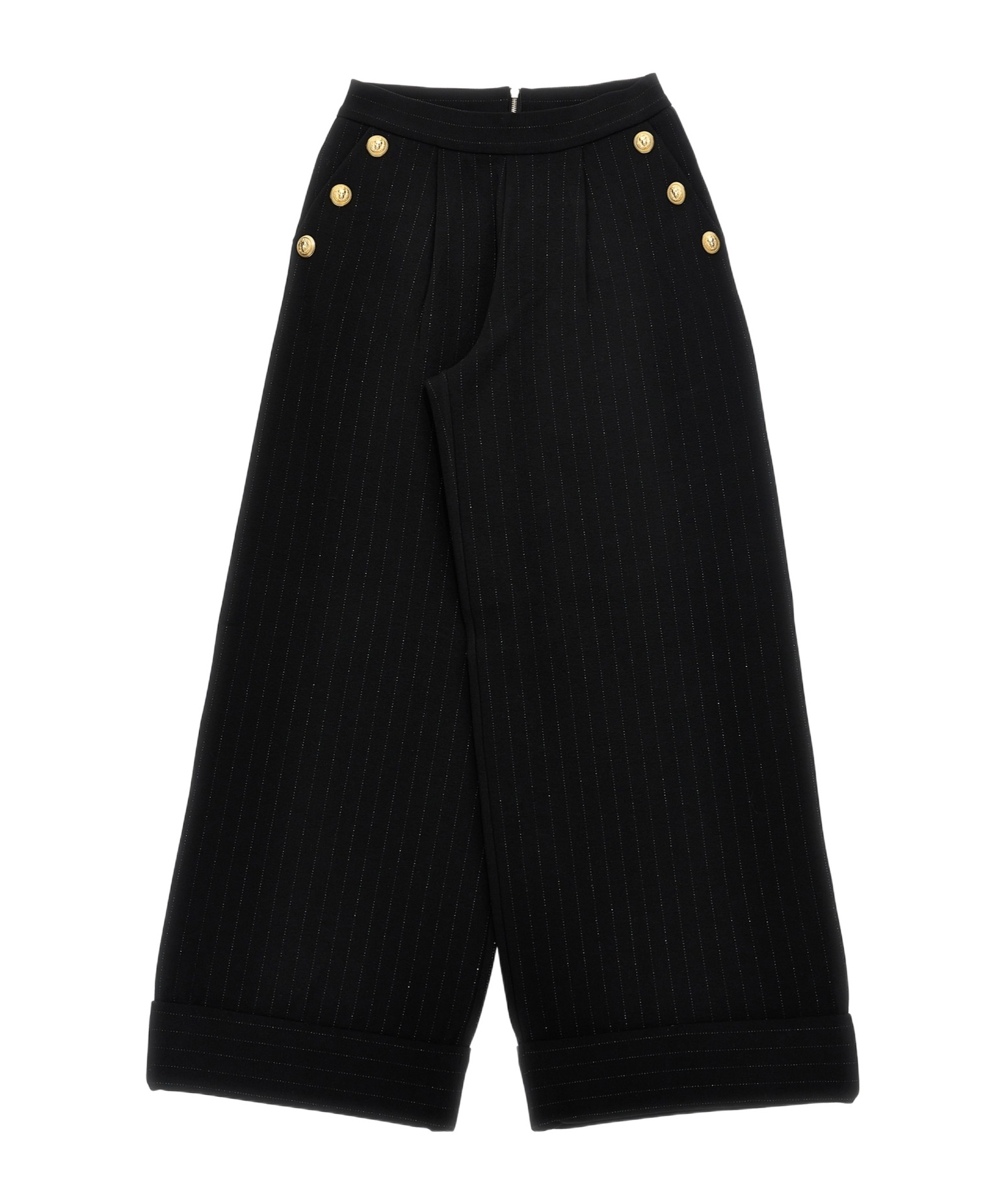 Shop Balmain Pleat-detail Wide-leg Trousers In Black