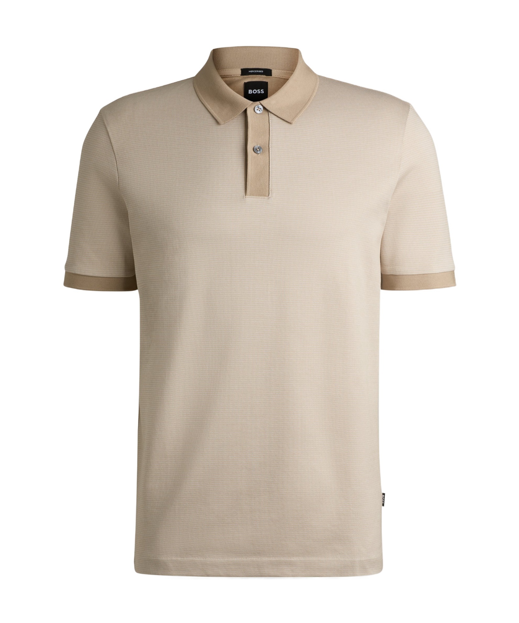 Hugo Boss Mercerized-cotton Polo Shirt With Micro Pattern In Nude