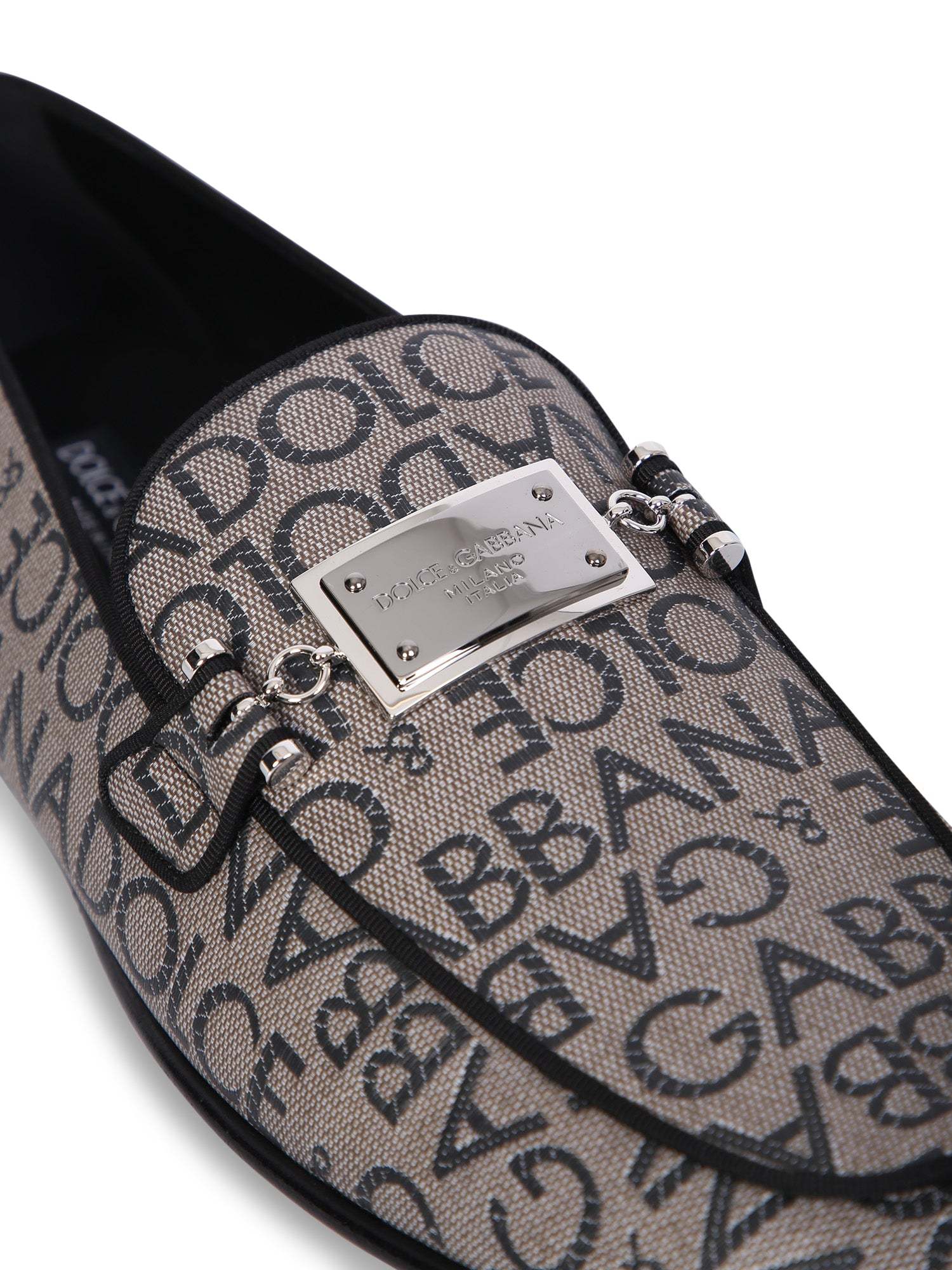 Dolce & Gabbana Logo-plaque Jacquard Loafers In Black