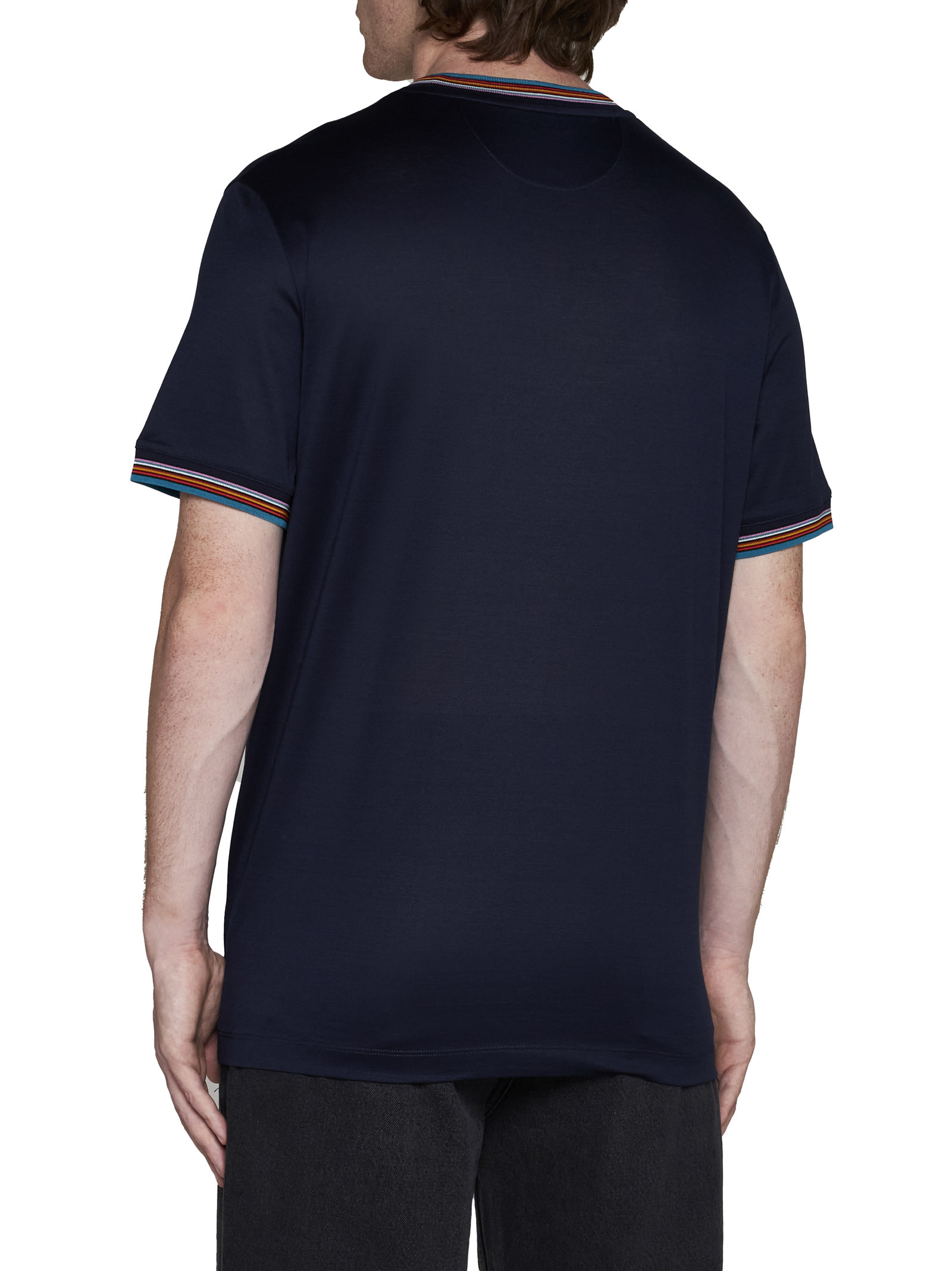 Paul Smith Signature Stripe Trim T-shirt In Blue