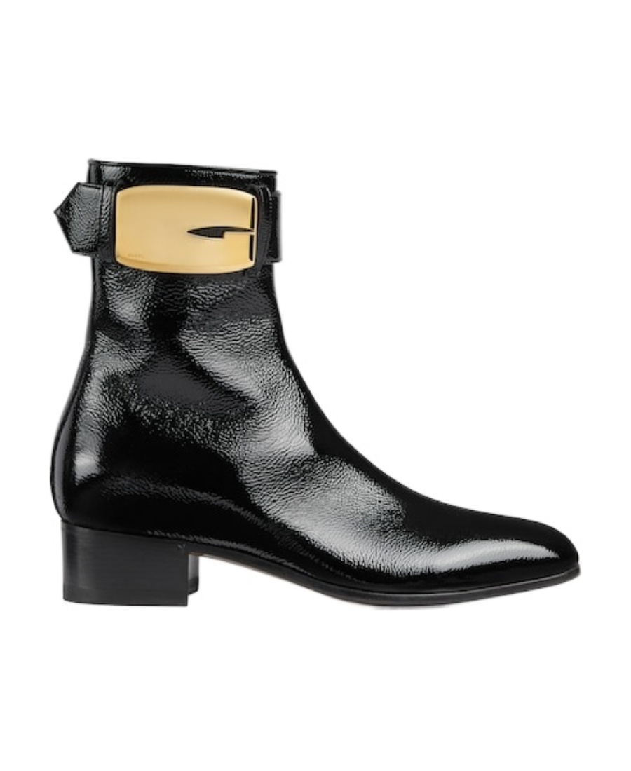 Shop Gucci Retro G 35mm Leather Ankle Boots In Black