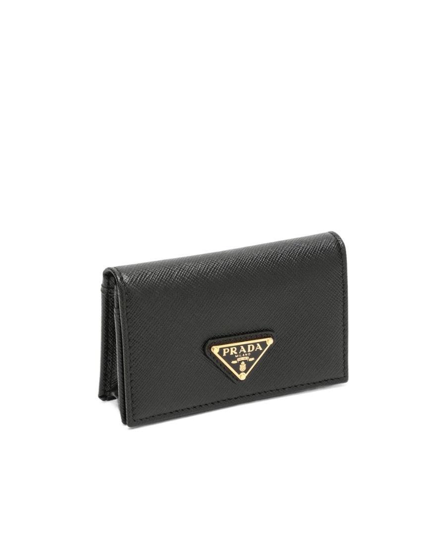 Shop Prada Saffiano Leather Card Holder In Black