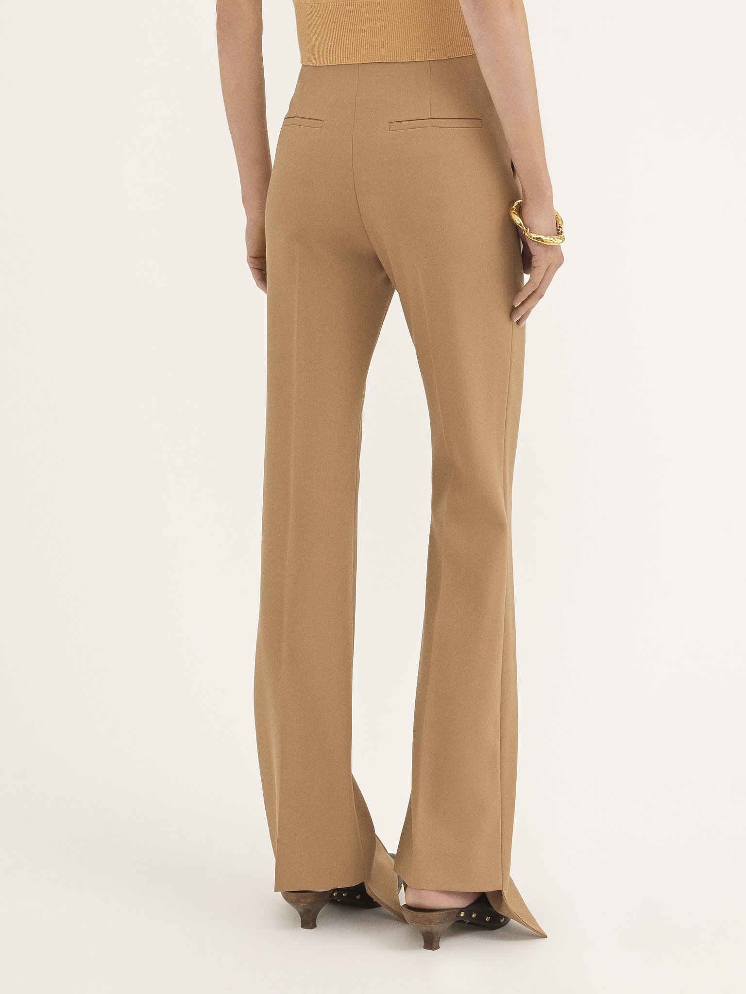 Chloé Pintuck Bootcut Trousers In Nude