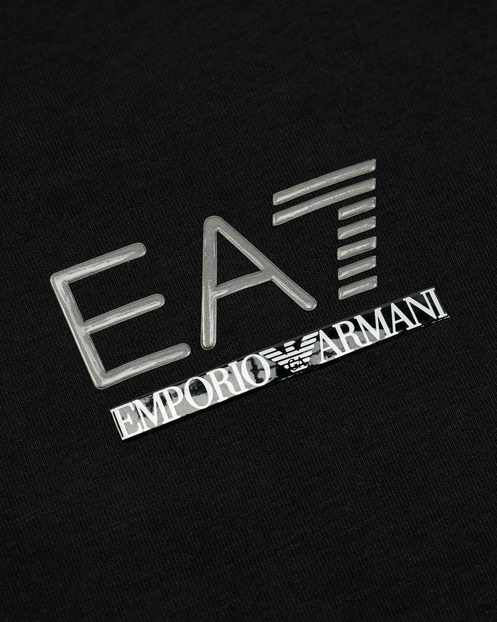 Ea7 Round Collar Logo T-shirt In Black
