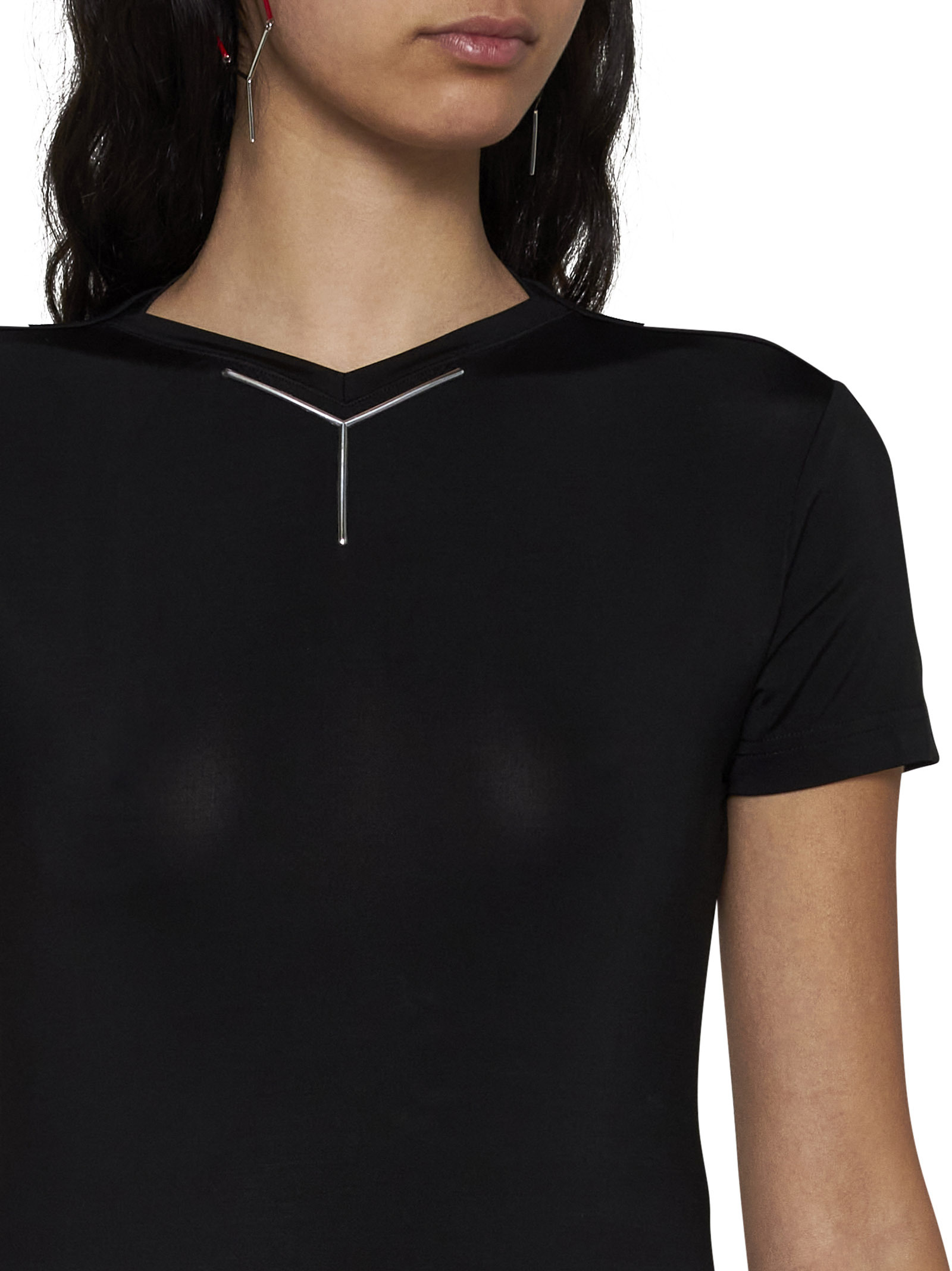 Y/project Black Stretch Jersey Y Chrome Baby Tee In Black