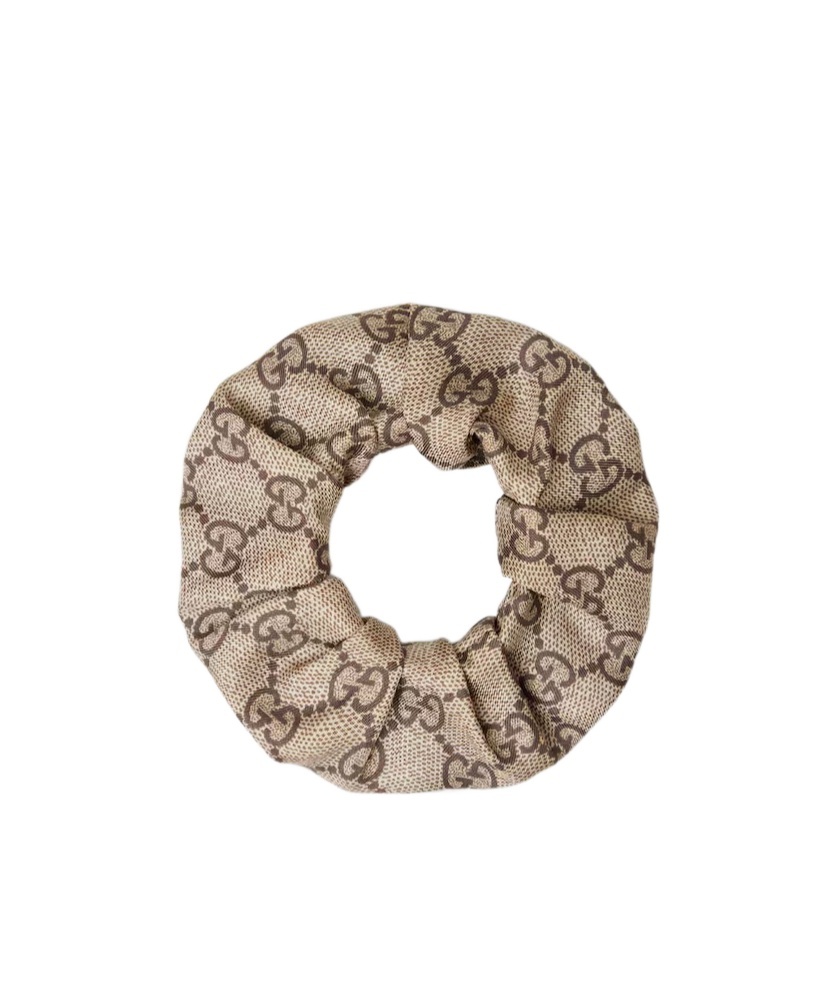 Gucci Silk Scrunchie Gg In Brown