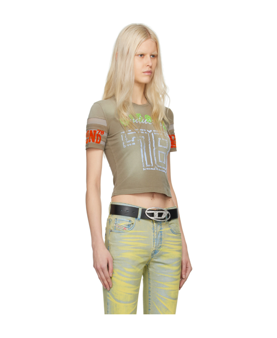 Diesel T-uncusl Flocked-logo T-shirt In Green
