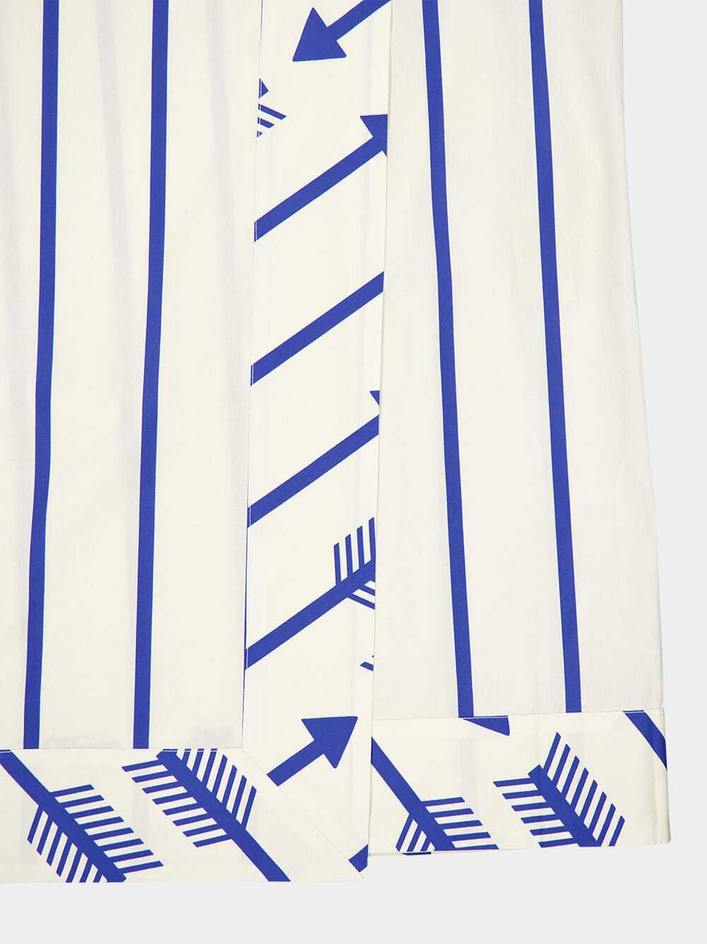 Johanna Ortiz Mar De Cortes Midi Skirt Arrow Stripes Blue In White