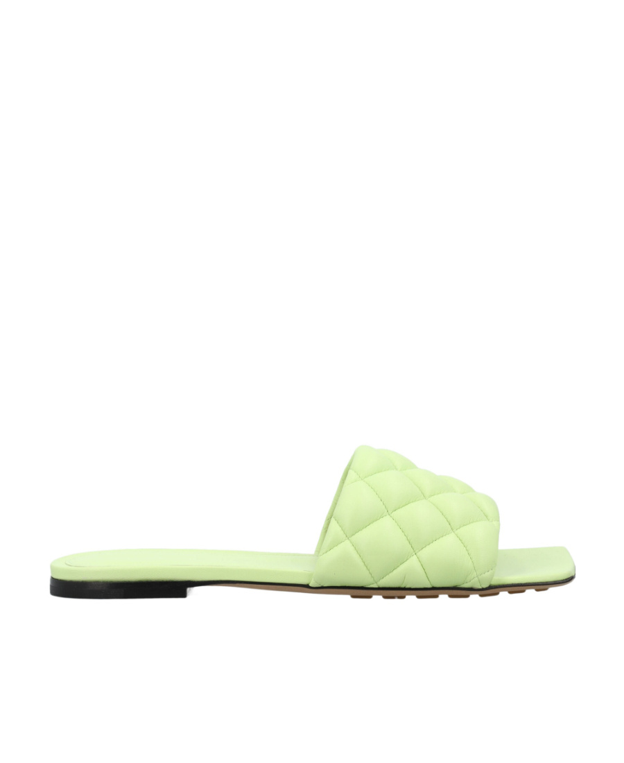 Bottega Veneta Women's Square Toe Quilted Slide Sandals In Army