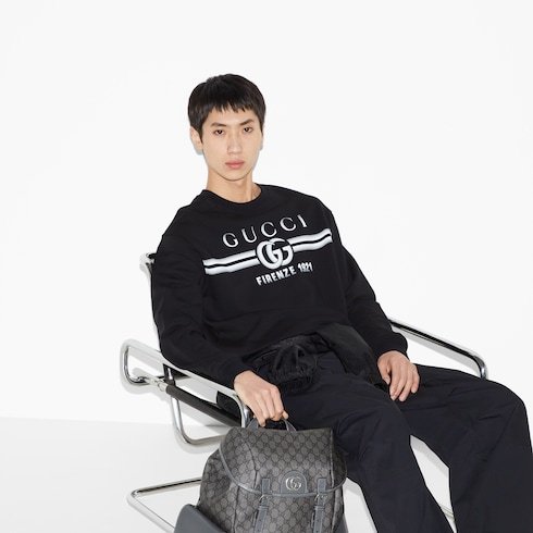 Gucci Mens Black Mc Graphic-print Crewneck Cotton Sweatshirt